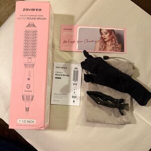 NIB Zavarea Thermal Brush 1.5" Heated Round Curling Brush Ceramic Styler 4 temp
